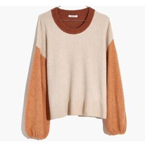 Madewell Colorblock Payton Pullover Sweater in Coziest Yarn (Size L)